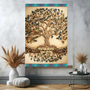 Vintage Vibrant Rhythm of Vibe Tree of Life Quote Poster