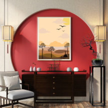 Vintage,vibrant sunburst, serene tree,civilisation