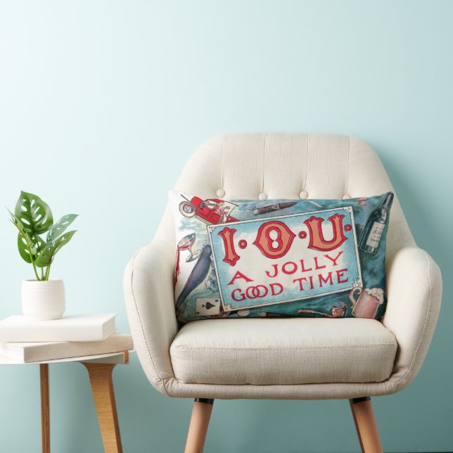 Vintage Vices Party, Gambling Drinking Smoking Lumbar Cushion (Chair)