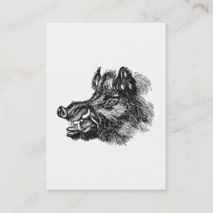 Vintage Vicious Wild Boar w Tusks Template Business Card
