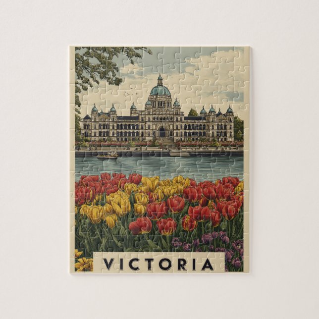 Vintage Victoria British Columbia Travel Jigsaw Puzzle (Vertical)