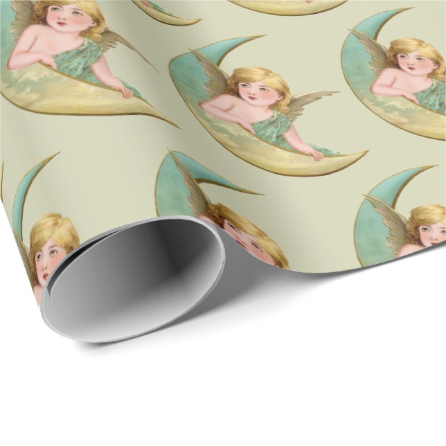 Vintage Victorian Angel Design Christmas Gift Wrap (Roll Corner)