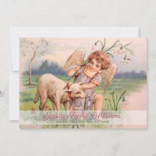 Vintage Victorian Angel Lamb Meadow Memorial Death Announcement