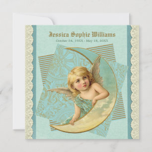 Vintage Victorian Angel Moon Lace Memorial Death Announcement