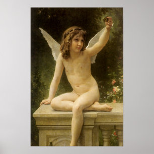 Vintage Victorian Angel, Prisoner by Bouguereau Poster