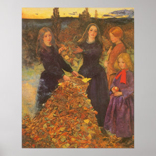 Vintage Victorian Art, Autumn Leaves by Millais Poster