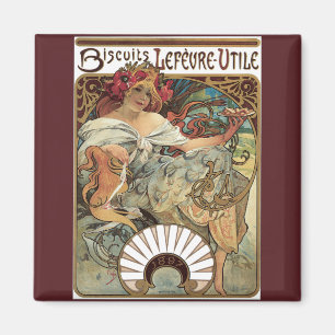 Vintage Victorian Art Nouveau by Alphonse Mucha Magnet