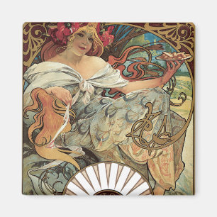 Vintage Victorian Art Nouveau by Alphonse Mucha Magnet