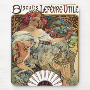 Vintage Victorian Art Nouveau by Alphonse Mucha Mouse Pad