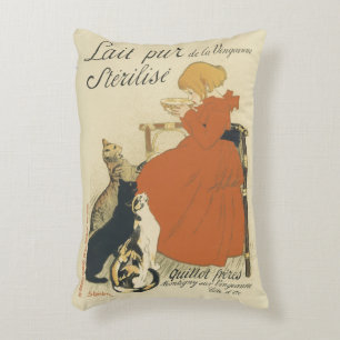Vintage Victorian Art Nouveau, Girl with Milk Cats Decorative Cushion