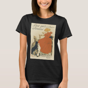 Vintage Victorian Art Nouveau, Girl with Milk Cats T-Shirt