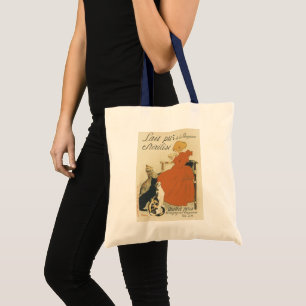 Vintage Victorian Art Nouveau, Girl with Milk Cats Tote Bag