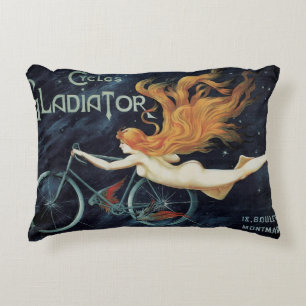 Vintage Victorian Art Nouveau, Gladiator Cycles Decorative Cushion