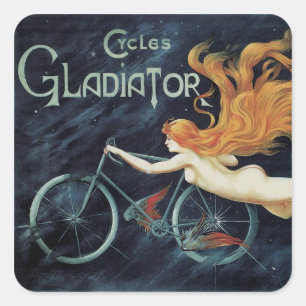 Vintage Victorian Art Nouveau, Gladiator Cycles Square Sticker