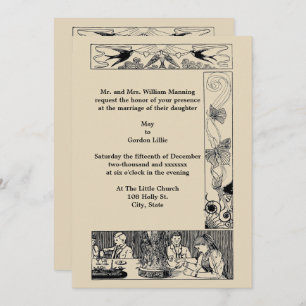 Vintage Victorian Art Nouveau Wedding Invitation