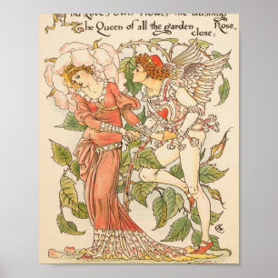 Vintage Victorian Art, Rose by Walter Crane Poster