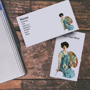 Vintage Victorian Artist Lady Painter Palette Business Card