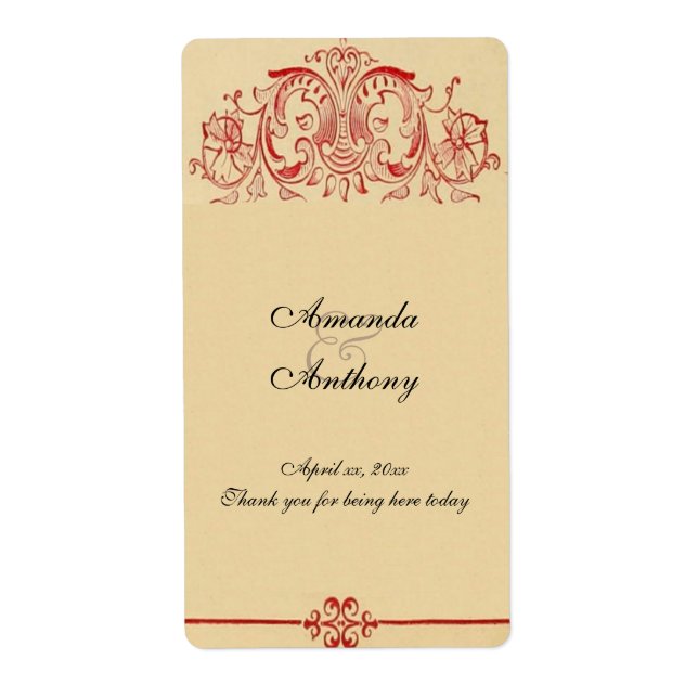 Vintage Victorian,  Baroque, Wedding Wine, Custom (Front)