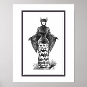 Vintage victorian bat woman poster