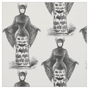 Vintage victorian bat woman textile fabric