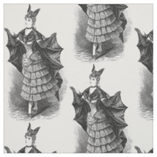Vintage victorian bat woman textile fabric