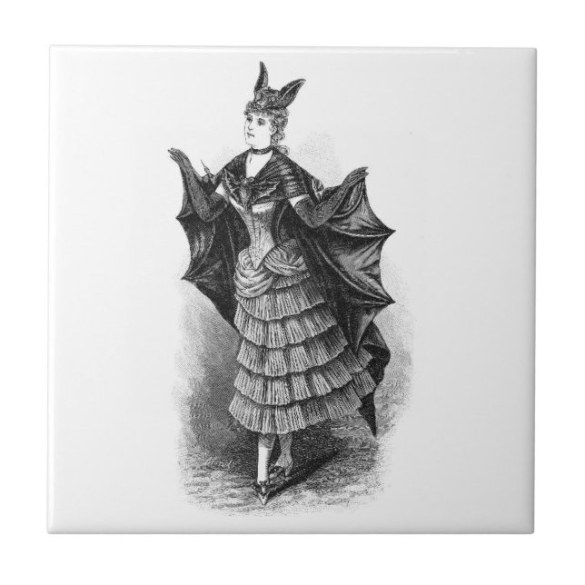 Vintage victorian bat women tile (Front)