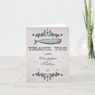 Vintage Victorian Beach Whale Wedding Thank You Card