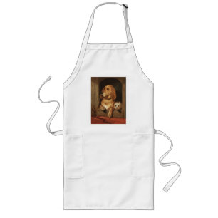 Vintage Victorian Bloodhound and Westie Dog Art Long Apron