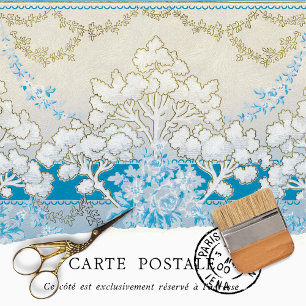 Vintage Victorian Blue and White Floral Decoupage Tissue Paper
