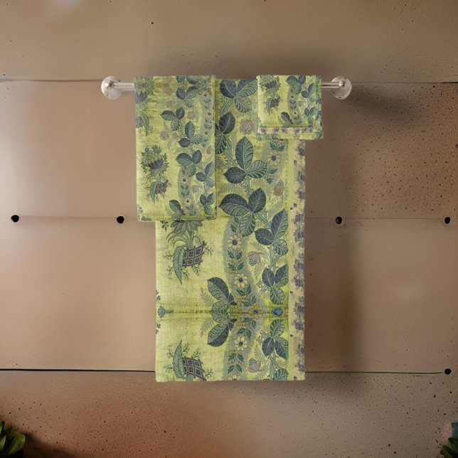 Vintage Victorian Botanical Green Bath Towel Set (Creator Uploaded)