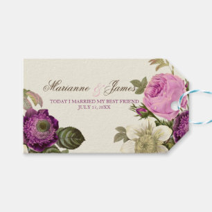 Vintage Victorian Botanical Pink Plum Ivory Gift Tags