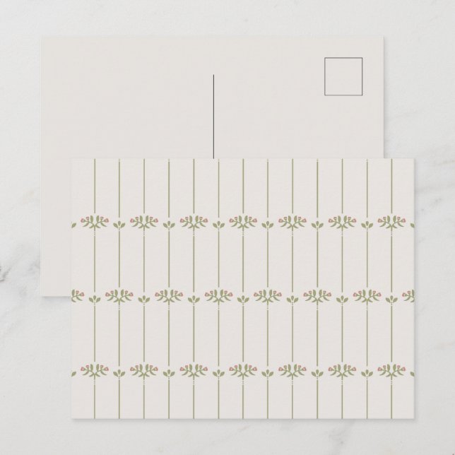 Vintage Victorian Botanical Traditional Lines Postcard (Front/Back)