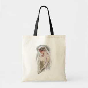 Vintage Victorian Bride with Bible Harrison Fisher Tote Bag