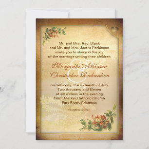 vintage victorian brown aged wedding invitations