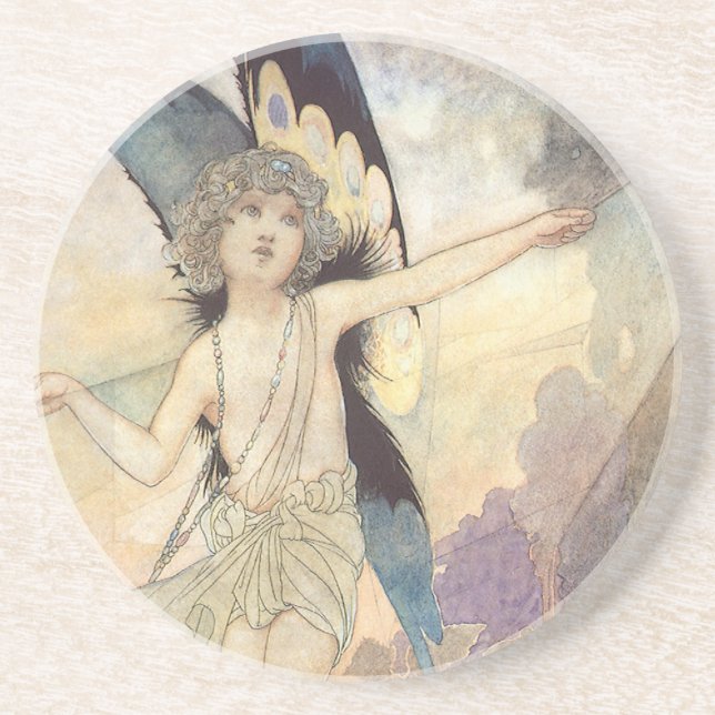 Vintage Victorian Butterfly Fairy by Robinson Coaster (Front)