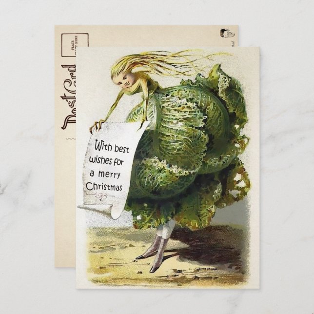 Vintage Victorian Cabbage Christmas Postcard (Front/Back)