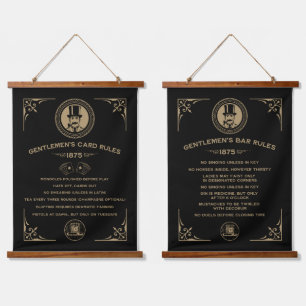Vintage Victorian Card Game Rules Hanging Tapestry