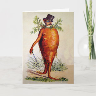 Vintage Victorian Carrot Man Christmas Card