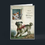 Vintage Victorian Cat and Dog Christmas Card<br><div class="desc">Vintage Victorian cat and dog art Christmas card. Custom restored,  high quality vintage image.</div>