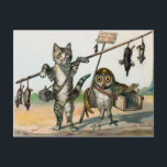 Vintage Victorian Cat and Owl Postcard<br><div class="desc">High quality,  custom restored vintage image.</div>