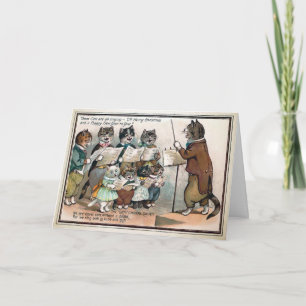 Vintage Victorian Cat Choir Holiday Card