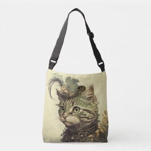 Vintage Victorian Cat Lady Crossbody Bag