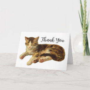Vintage Victorian Cat Nap Art Thank You Card