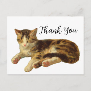 Vintage Victorian Cat Nap Art Thank You Postcard