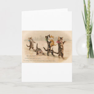 Vintage Victorian Cats Kittens Valentine's Day Holiday Card