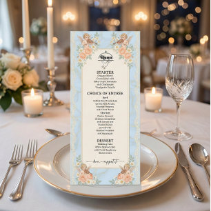 Vintage Victorian Cherub & Floral Angel Menu