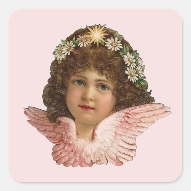 VINTAGE VICTORIAN CHERUBOR ANGEL STICKER (Front)
