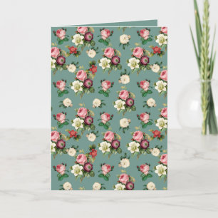 Vintage Victorian Chic Floral Pattern Personalised Card