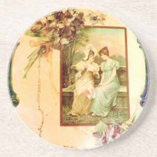 Vintage Victorian Chic Ladies in the Garden Coaster