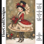 Vintage Victorian Chic Lady Fashion BC8L Decoupage Tissue Paper<br><div class="desc">🖤 Bring some Victorian elegance and holiday whimsy to your crafting projects with this charming tissue paper design. Featuring a delightful lady in a red-and-cream layered dress, complete with lace and floral details, this festive scene is accented by falling snowflakes and ornaments. Whether you're creating decoupage, working on mixed media...</div>